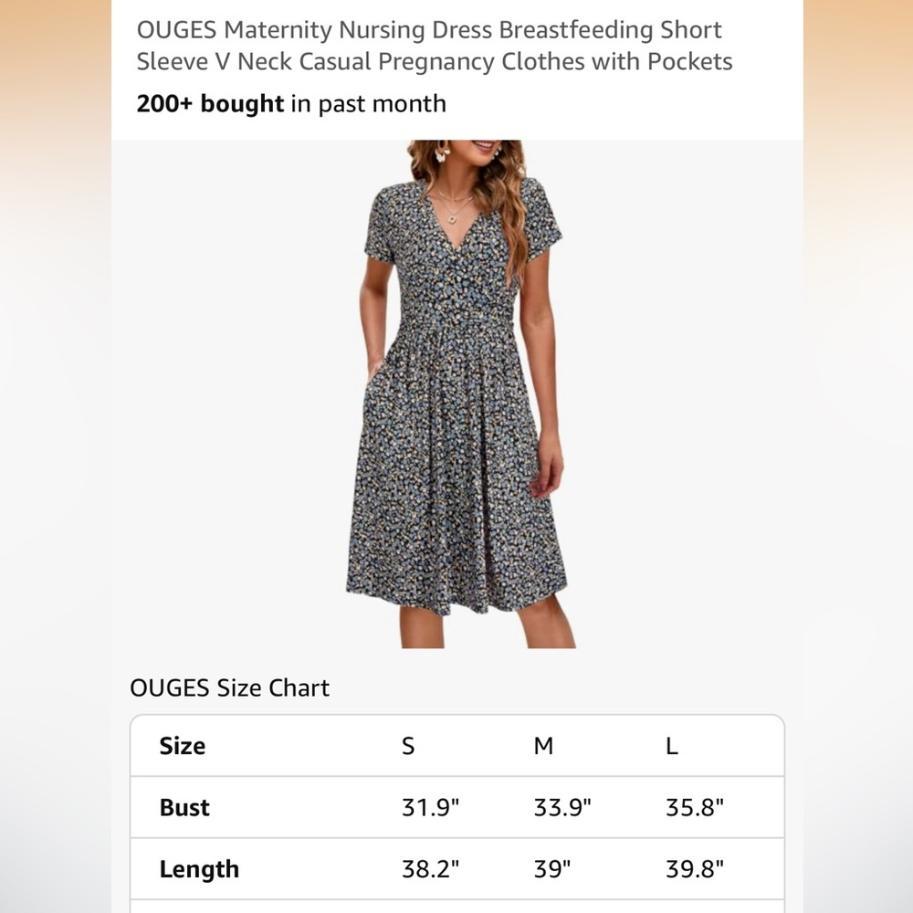 NWT Floral V-Neck Maternity Nursing Dress - Navy